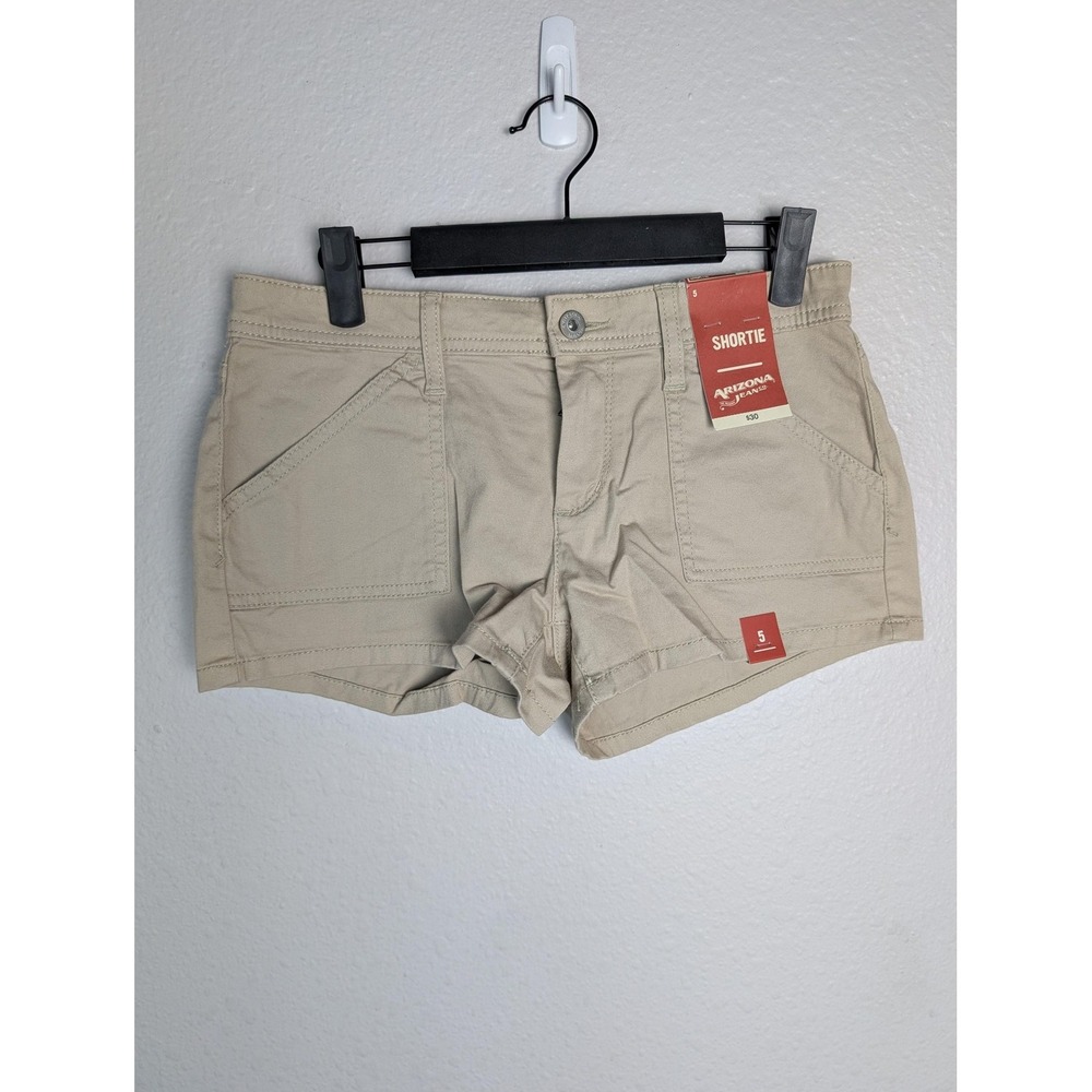 NWT Arizona Jean‎ Co. Shorts Womens 5 Beige Chino Twill Shortie Slim Pockets